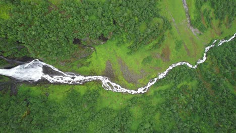 waterfall and river among norway forests