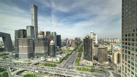 timelapse of the beijing city skyline from a high vantage point