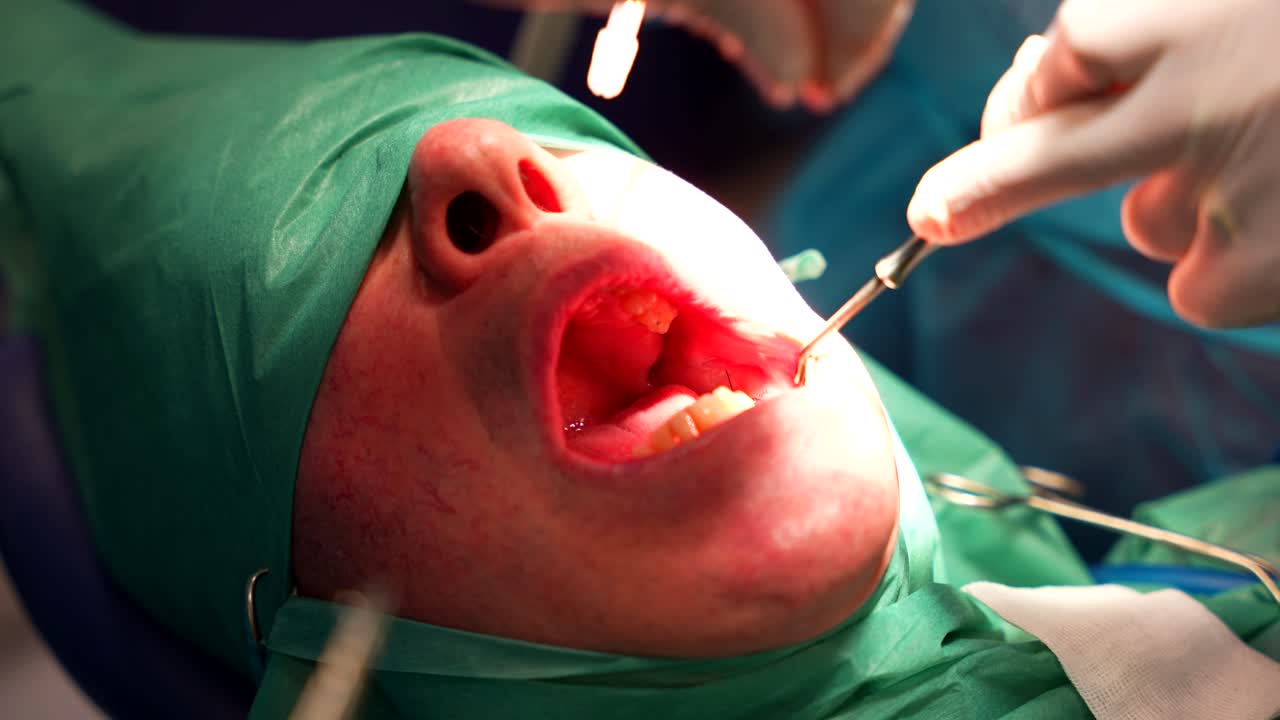 Close-up of an oral or dental surgery procedure