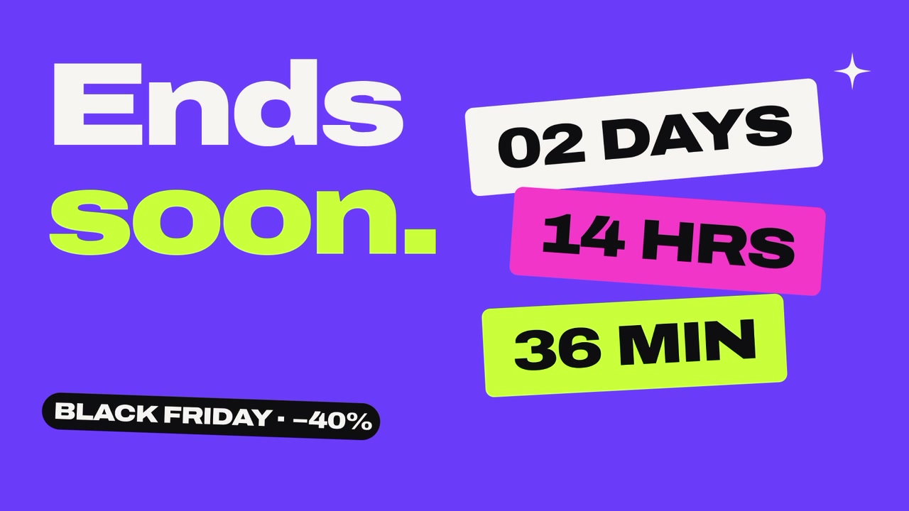 Black Friday Sale Countdown Graphic with Motion Typography