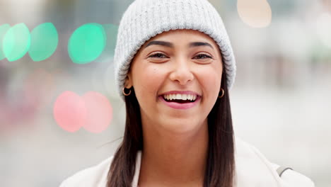 trendy young woman in winter wearing stylish