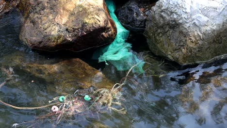 eliminación de residuos plásticos de las aguas costeras rocosas