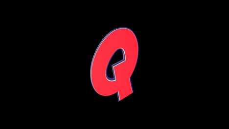 q alphabet comic letter, with alpha matte, loop