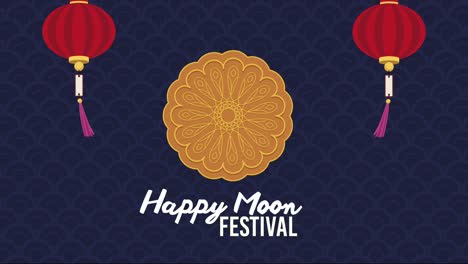 feliz festival de la luna letras con encaje dorado