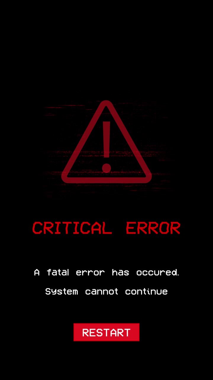 Digital Critical Error Screen with Glitch Effect