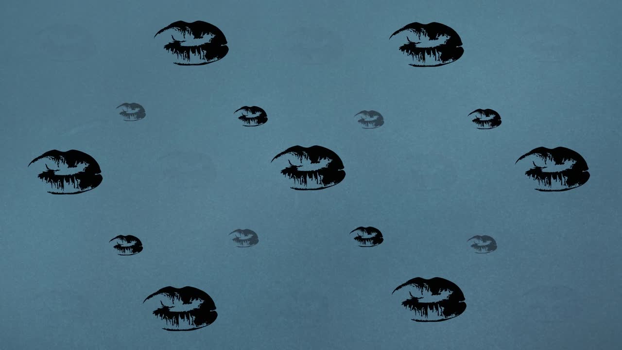 animación de los labios repetida en fondo azul