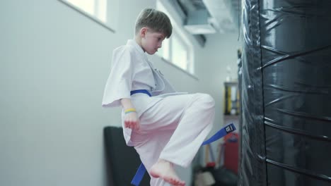 young martial artists in white gi and yellow belts practicing kudo techniques with focus and determination