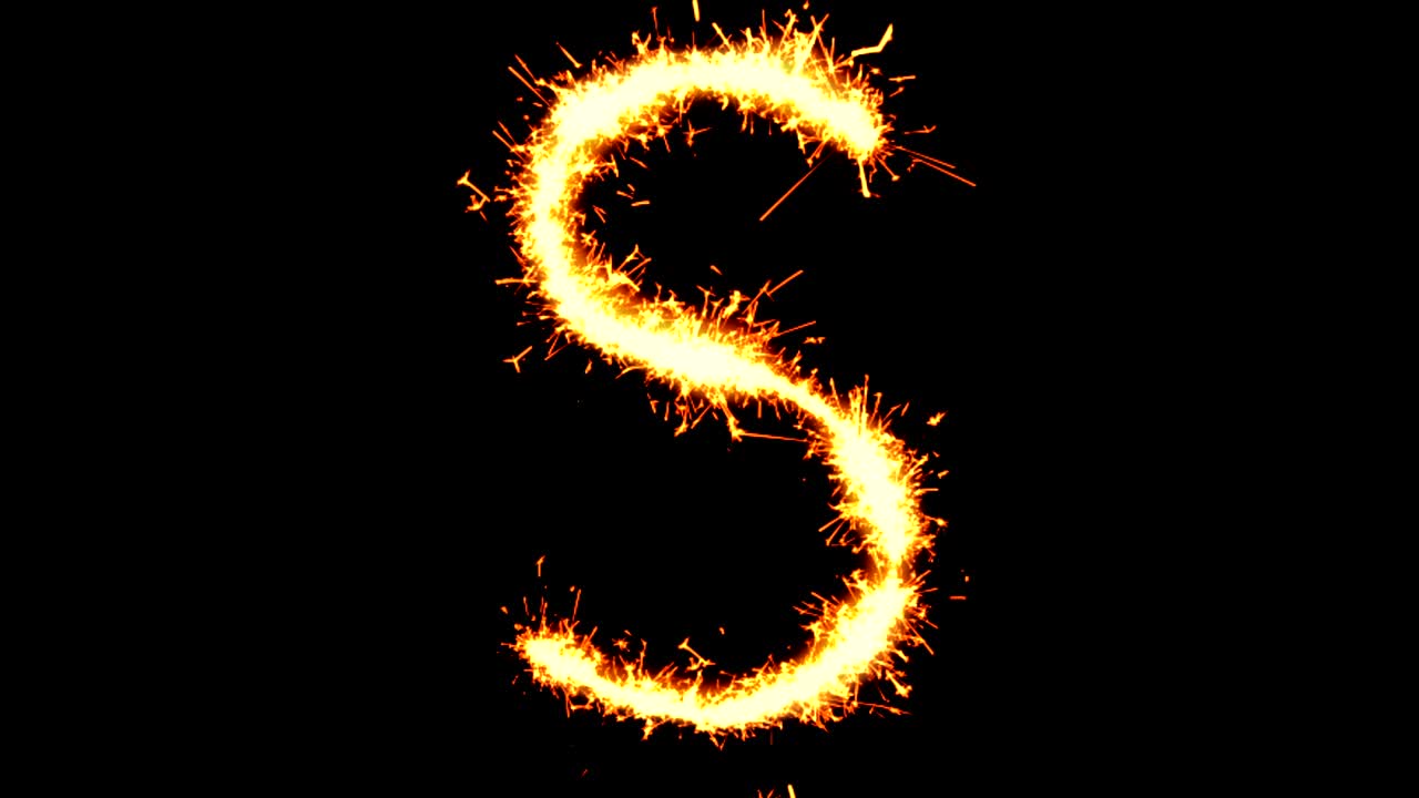 el texto del alfabeto brilla, brilla, hace chispas, animación de bucle de fuegos artificiales.