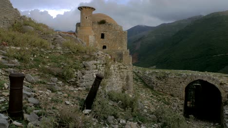 albania, borsh. remains of the sopot castle. ruined mosque. time lapse.