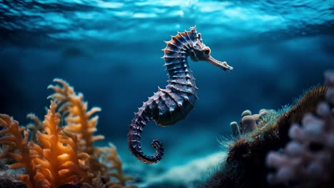 a captivating seahorse found in a beautiful and tranquil underwater scene of nature