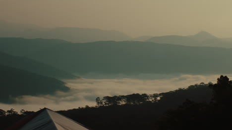 misty mountain sunrise view