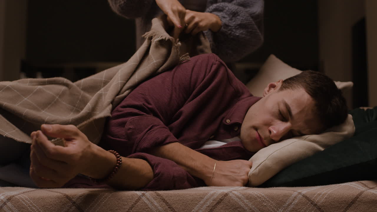 Couple sharing warmth in bed