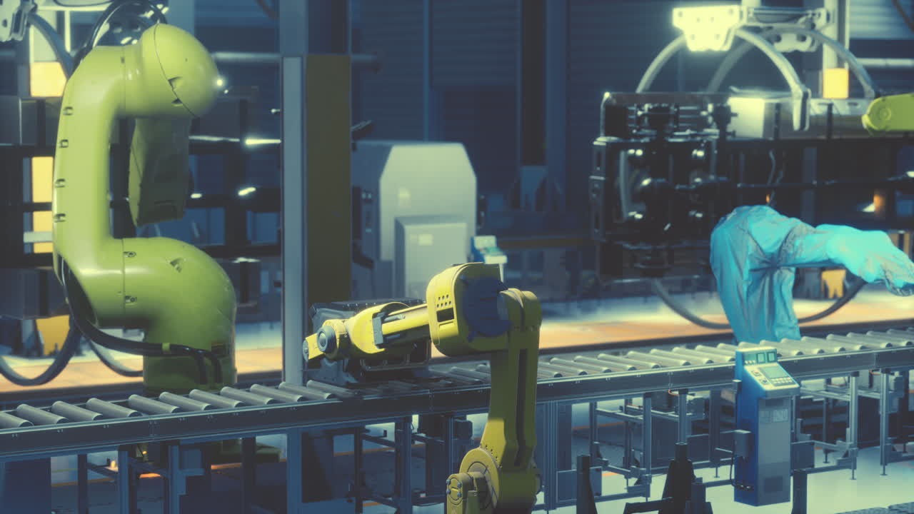 작업 중 인 자동차 생산 공장