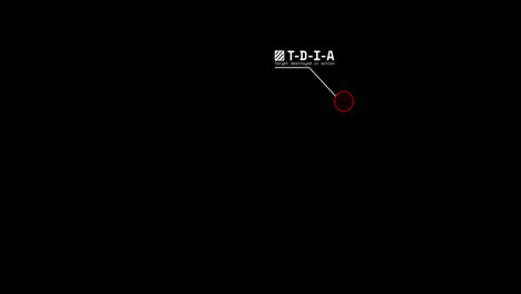 animation of tdia text with missile landing over black background