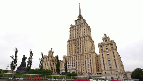 retro skyscraper in stalinist style from soviet ussr era in moscow russia