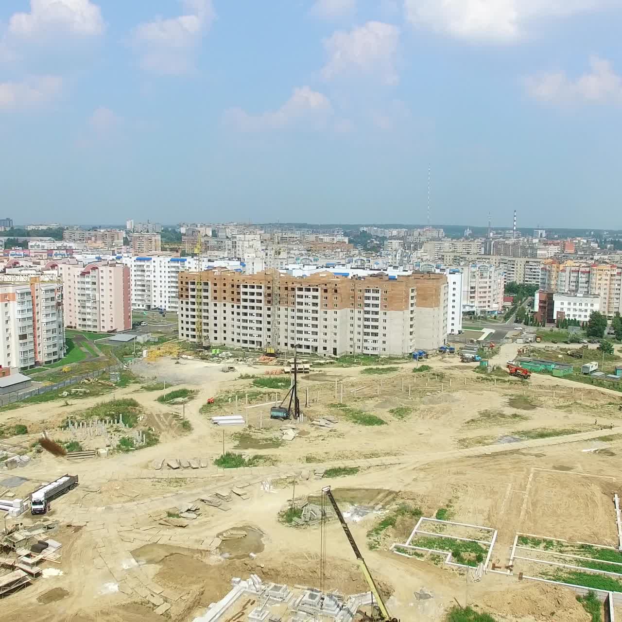 a large territory for the construction of modern high-rise buildings of the new part of the city. Aerial view
