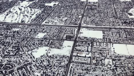 snowy calgary, alberta captured from the skies