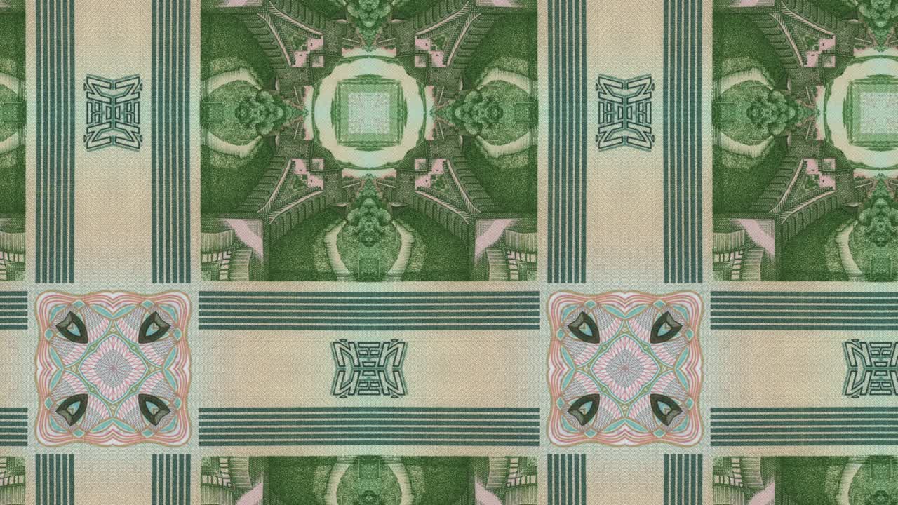 추상적인 모션 그래픽 모자이크와 러시아 루블 지폐