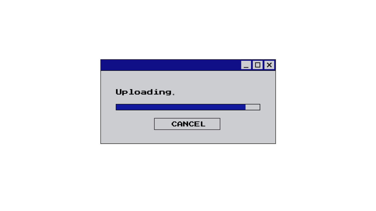 Retro Computer Uploading Progress Bar Animation