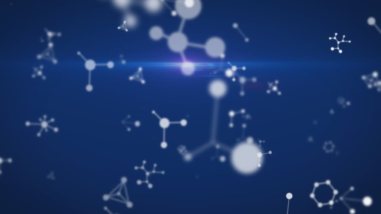 animación de nucleótidos flotantes sobre un fondo abstracto