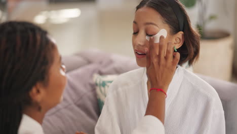 applying eye masks for skincare