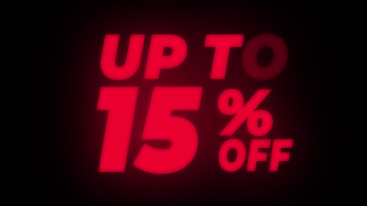 Up to 15% Off - Red Neon Text