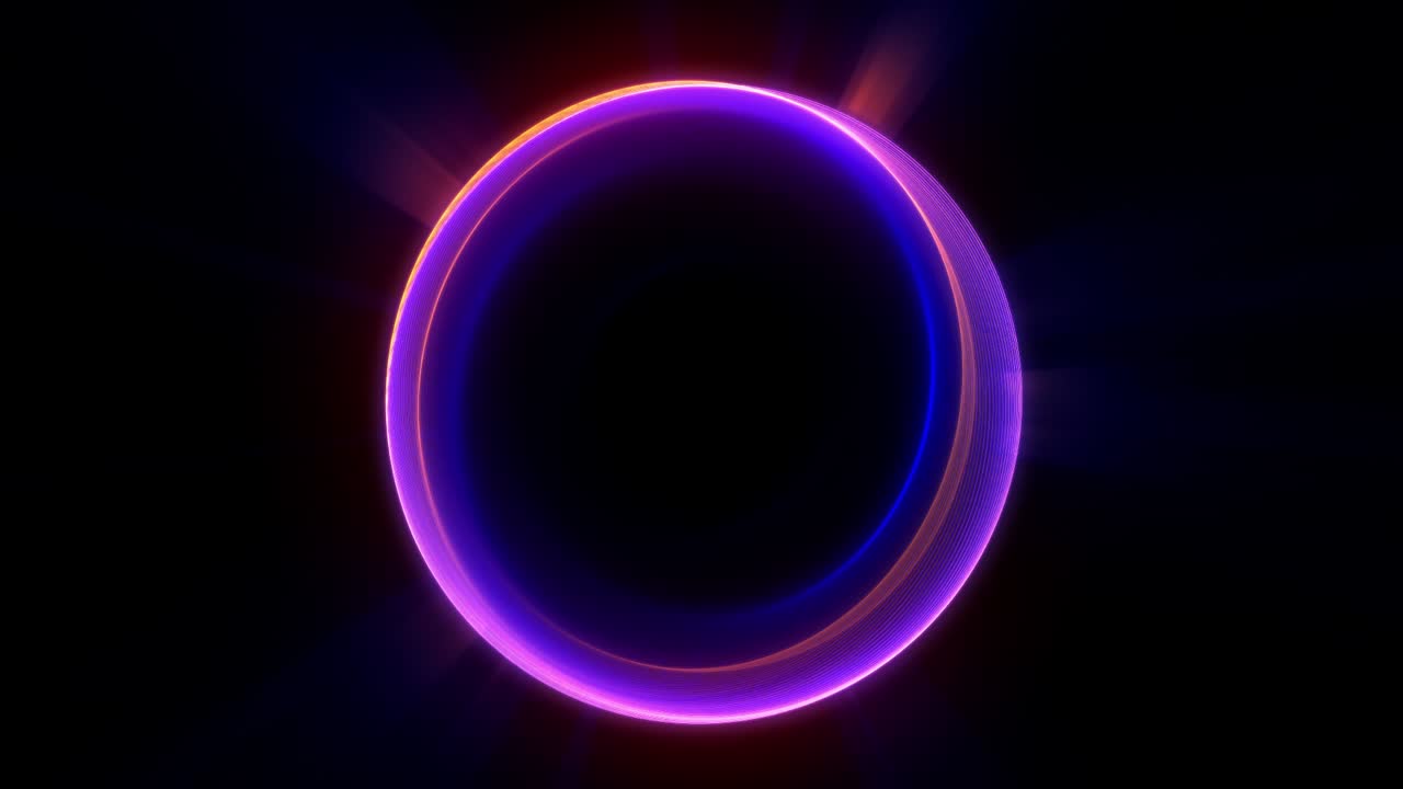 anillo de brillo, giratorio luminoso, círculo de color brillante de neón.