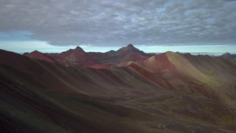 Aerial-shot-of-Rainbow-Mountain,-Peru-4K