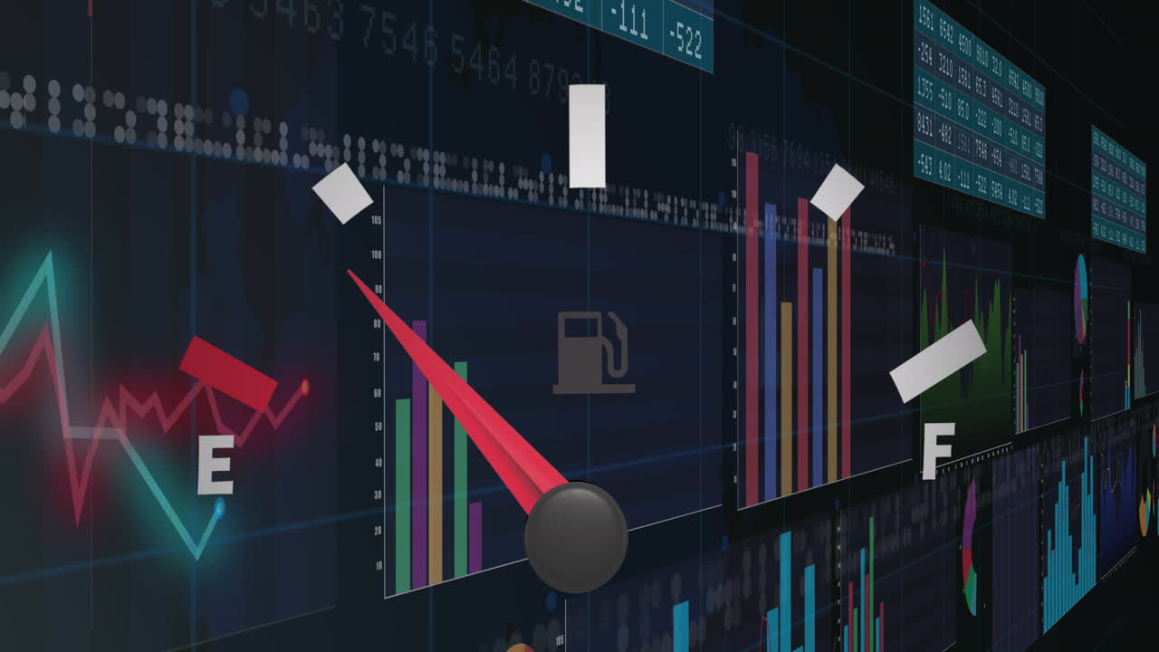 자동차 패널 위의 데이터 처리의 애니메이션