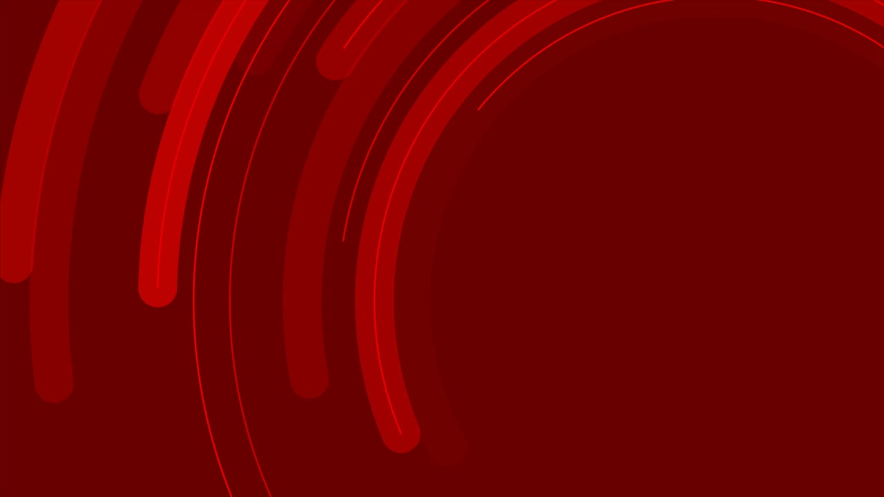 Sfondo animato tecnologico astratto e futuristico con linee rotonde minimaliste rosso brillante.