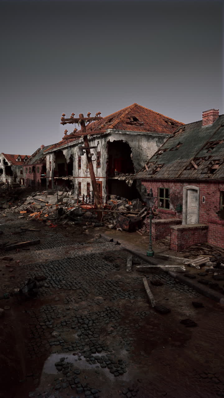 edificios dañados en la tierra después de un conflicto militar