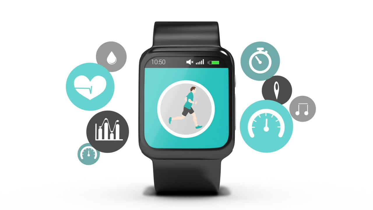 concepto de reloj inteligente con iconos