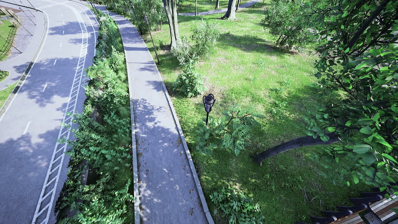 Explore tranquil paths in a serene urban park during a sunny afternoon