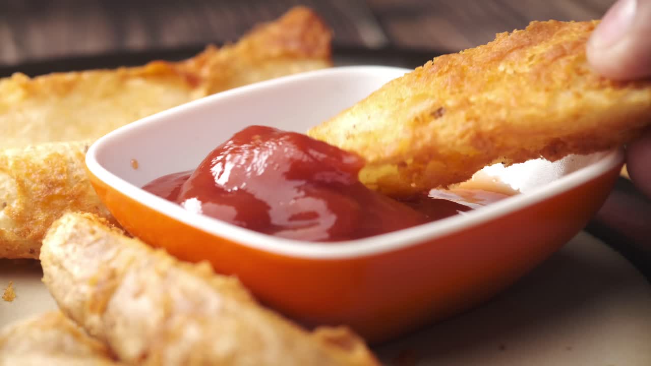 Crispy Potato Wedges with Ketchup