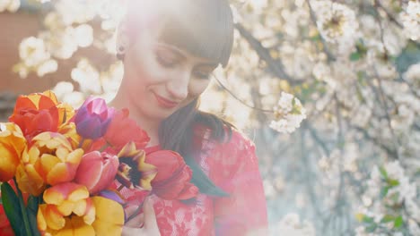 beautiful woman with flowers