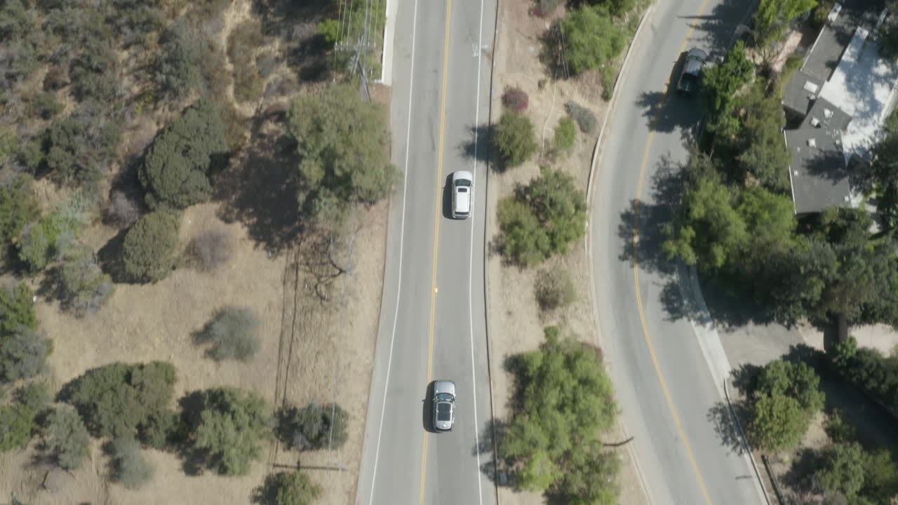 Silver car on Mulholland Drive.