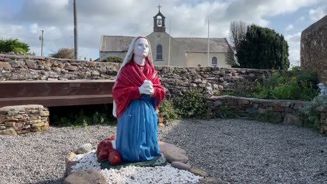 Statue-at-Killea-Church-in-Dunmore-East-Waterford-Ireland-on-a-summer-day