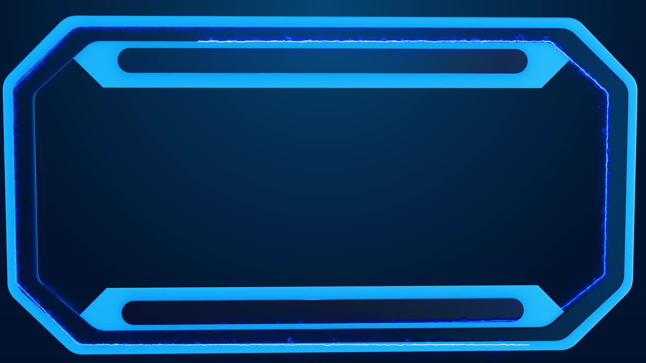 Futuristic digital hud frame glowing neon blue sci fi gaming streaming presentation animated frame