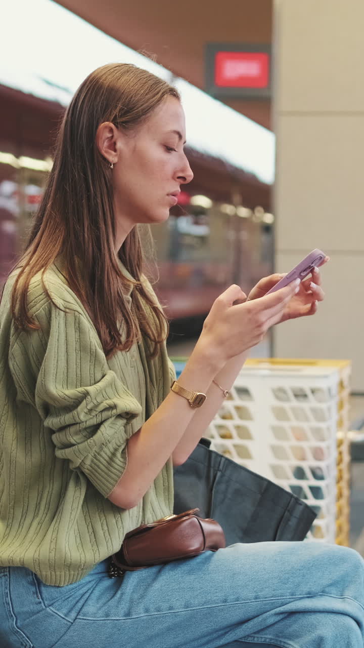Woman using mobile phone indoors