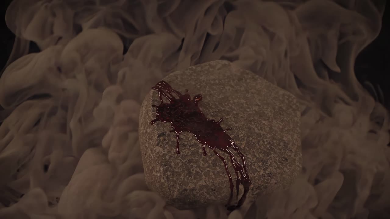 Blood-Stained Stone in Smoke