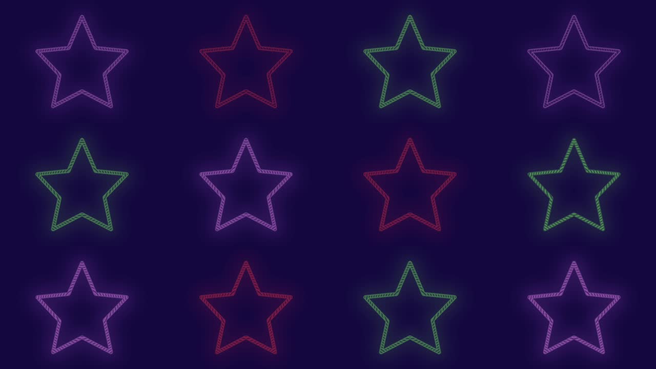 patrón de estrellas de colores con luz de neón