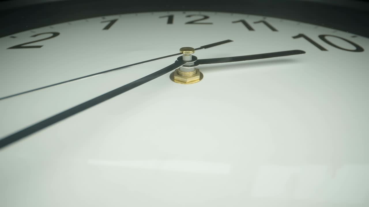 The white quartz wall clock on a closer look