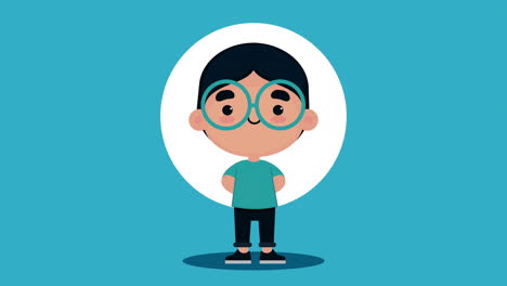 cute cartoon boy with glasses