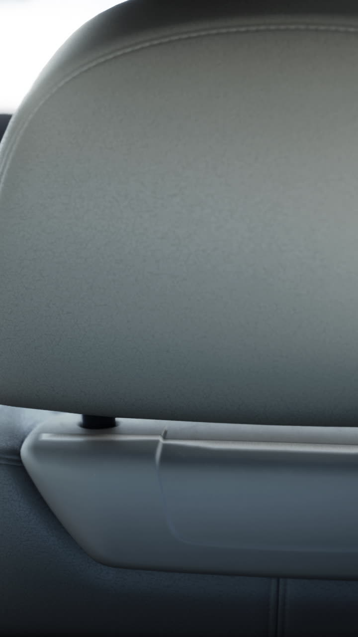 회색 자동차 좌석 헤드레스트의 클로즈업