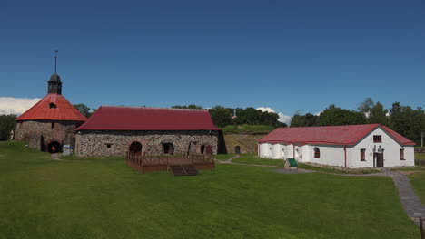 a front long view of historical stone made museum fortress korela, russia