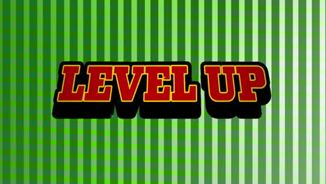 animación de texto de nivel superior sobre rayas en fondo verde