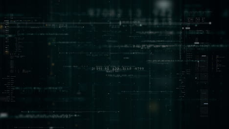 futuristic data matrix, telemetry and encrypt numbers simulation display for head up display in cyber space abstract de-focus environment background