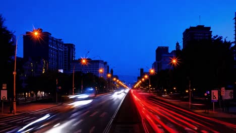 cityscape at night with traffic