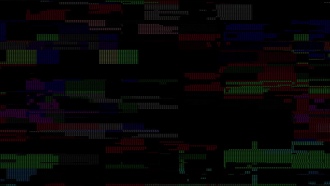 Digital Glitch Effect with RGB Data Noise on Black Background
