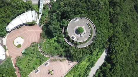 aerial shot, track on look out next to ting kau bridge, bird eye view angle